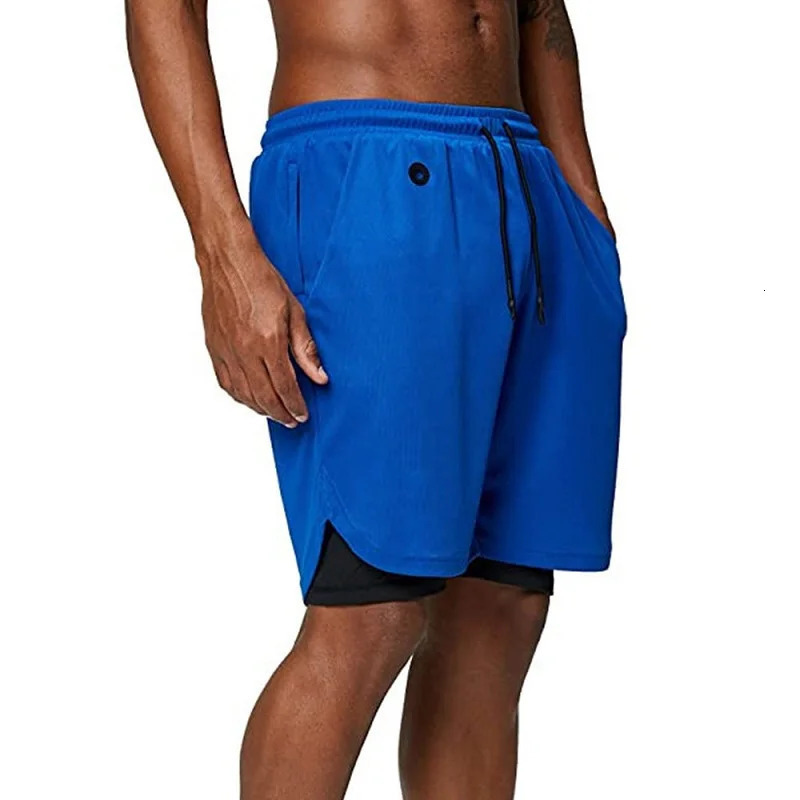 Running shorts mens 2-in-1 double-layer sports gym shorts quick drying fitness jogging shorts training summer mens shorts 241206