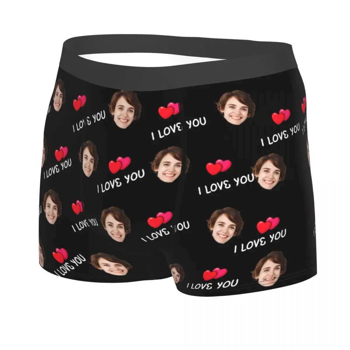 Mens Valentines Day customized facial boxing underwear shorts breathable underwear personalized mens sexy S-XXL long underwear X241207