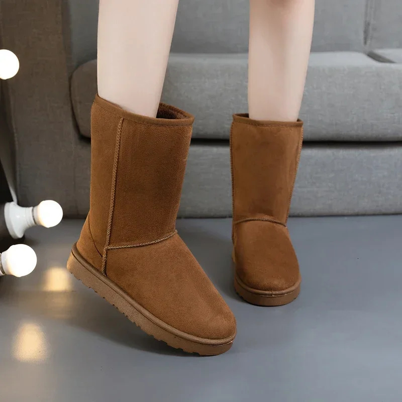 casual and comfortable winter round toe thick sole solid color warm fashionable midrange snow boots 241206