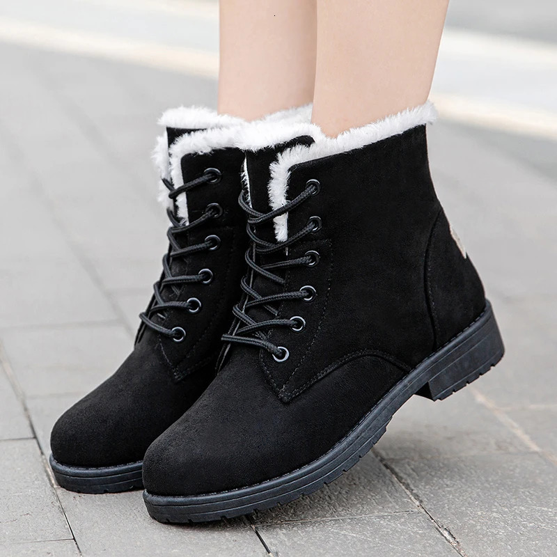 Snow womens flat shoes platform plush to keep warm boots fur winter Botas Mujer 241206