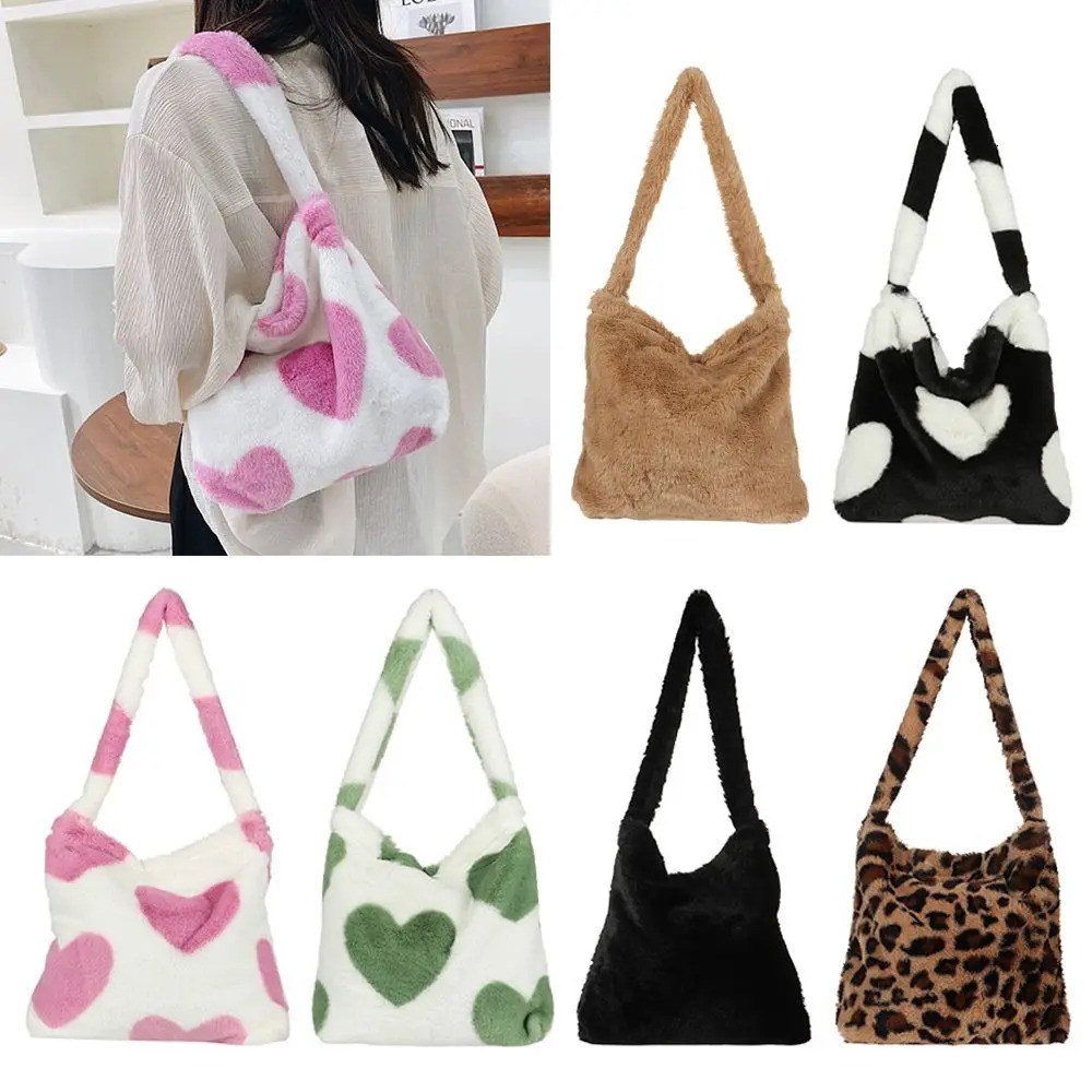 Fashion Plush Handbag Shopping Bag Top Womens Autumn Winter Fluffy Shoulder 241206