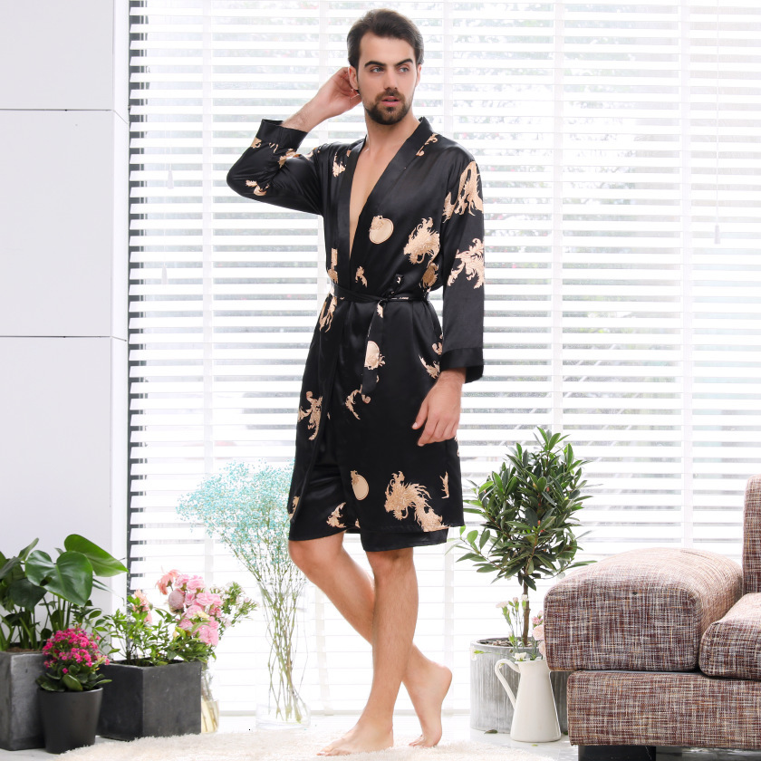 2025 Designer s trend new summer silk inspired couple pajamas men s kimono bathrobe cardigan wool sweater bathrobe