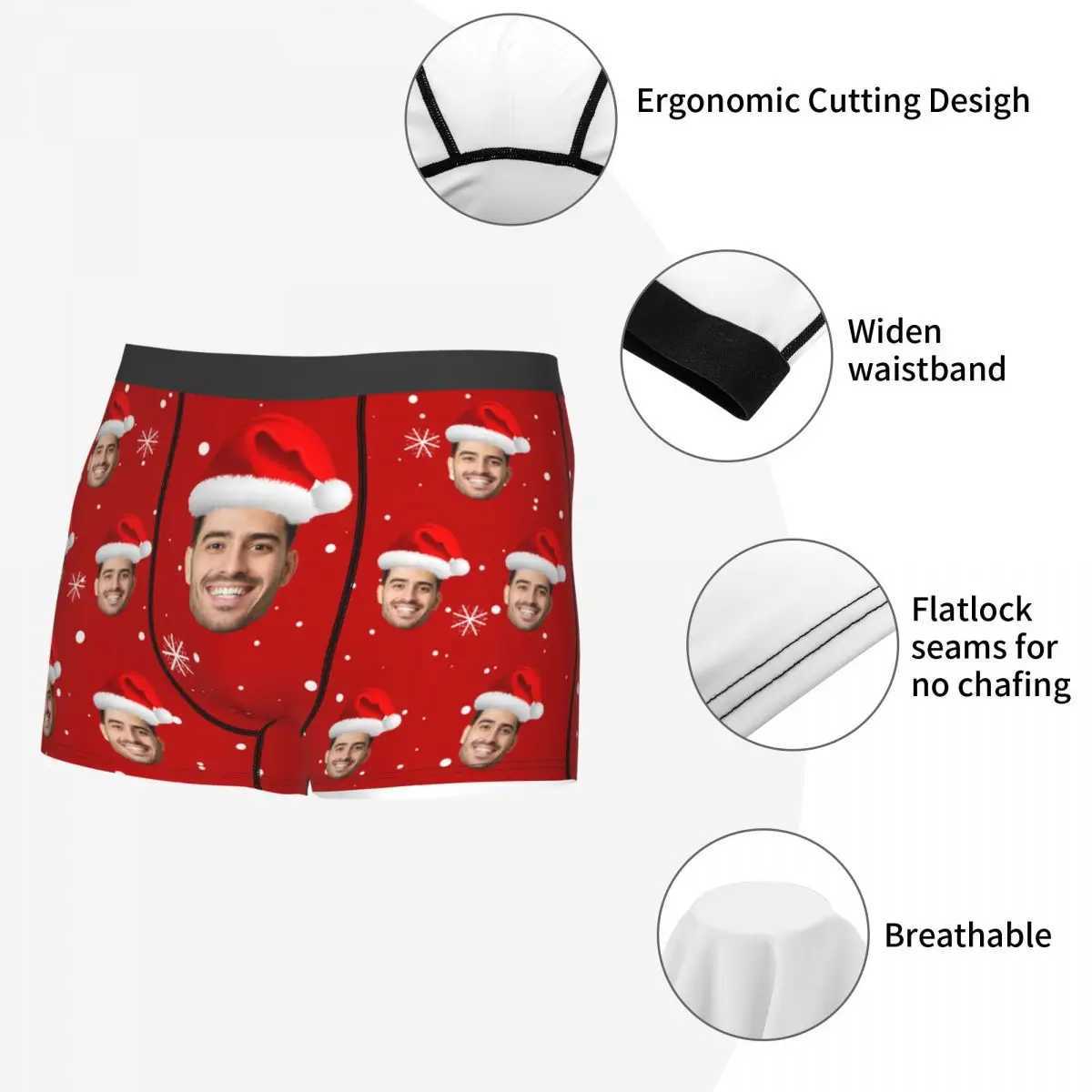 Christmas Gift Customization Facial Boxing Mens Gift Personalized Photo Underwear Design Boyfriend Birthday Boxing Underwear X241207
