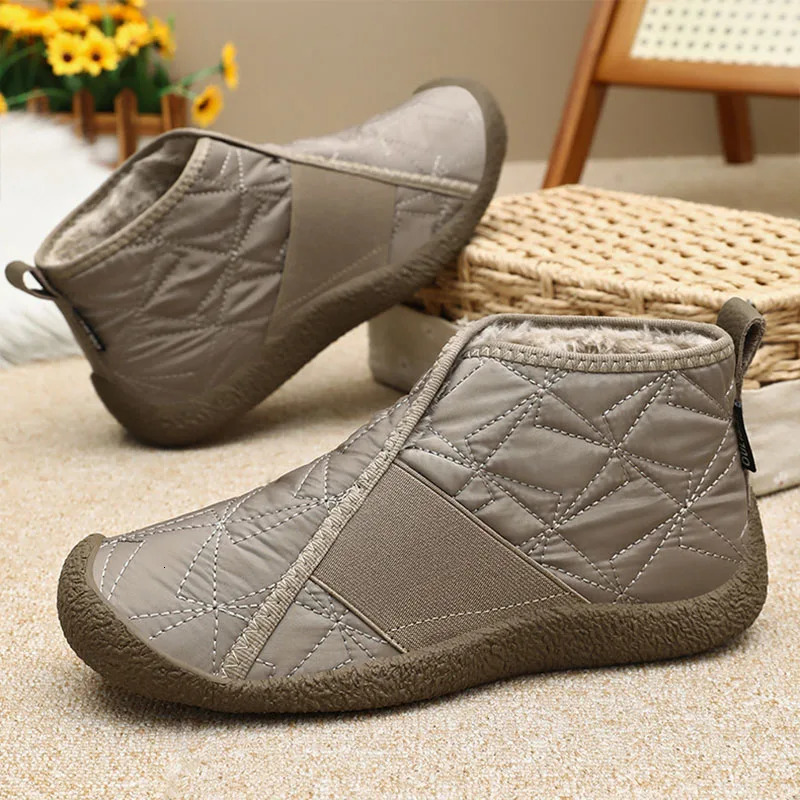 Winter Warm Plush Ankle Boots for Women 2024 Waterproof and Anti slip Snow Flat Shoes with Cotton Pads 241206
