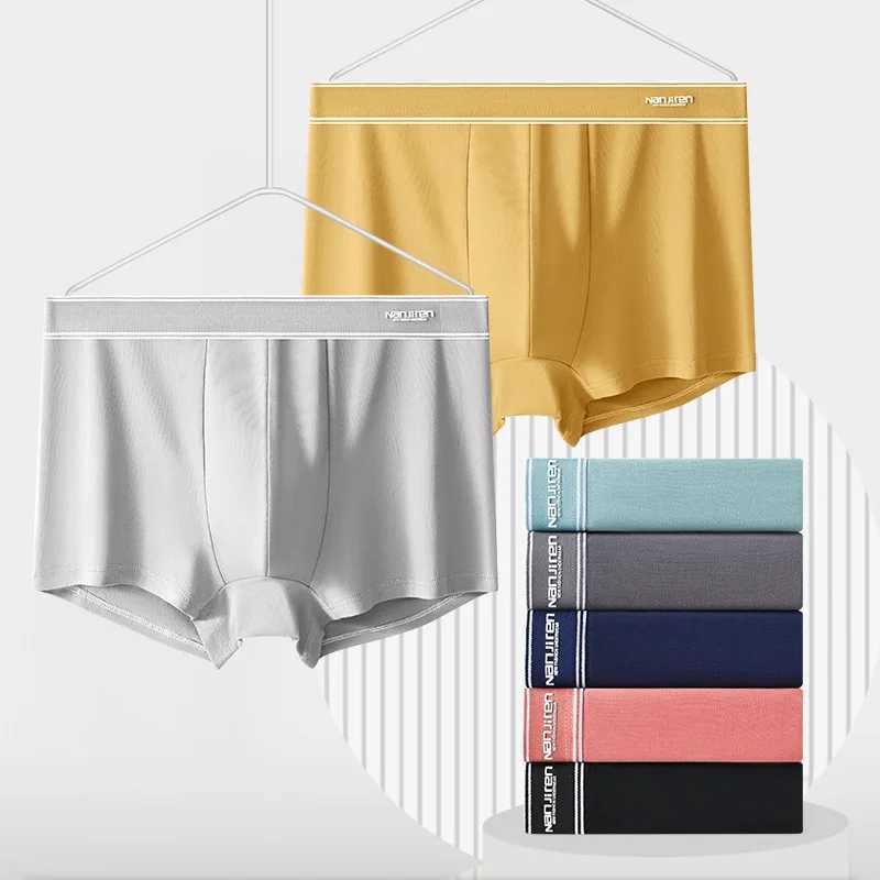 4 pieces of mens underwear sexy shorts cotton underwear mens breathable boxing shoes solid boxing shirts branded underwear X241207