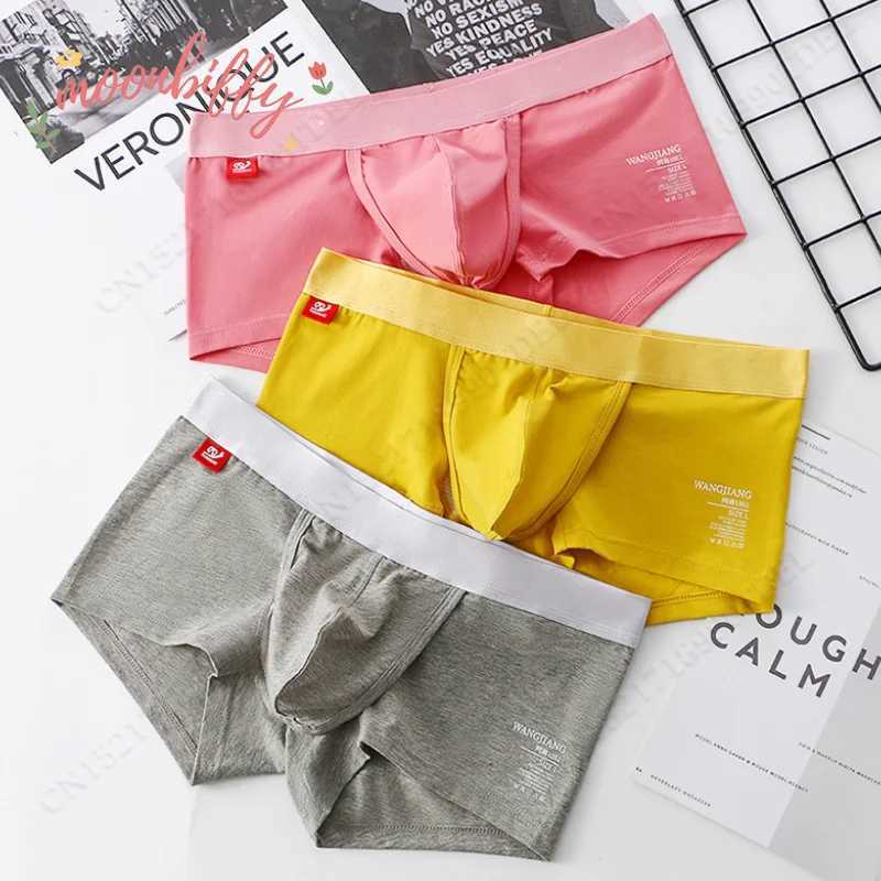 Open front underwear mens cotton sexy mens boxing shorts breathable pockets protruding underwear mens X241207