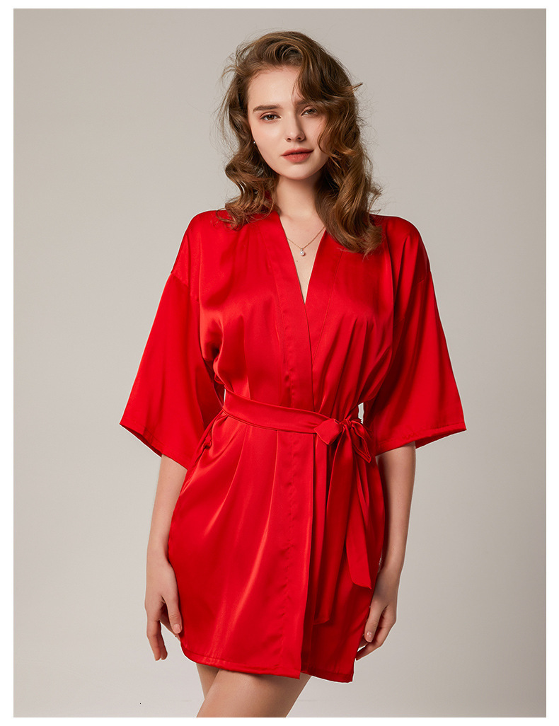 2025 Designer s new sexy plus size satin nightgown fashion long sleeved bathrobe home decor