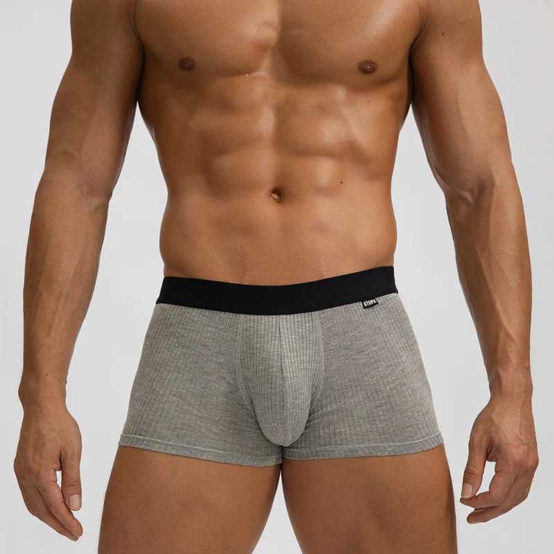 High quality sexy mens underwear boxing shorts breathable soft underwear U-shaped raised pocket boxing shorts Cueca Calzoncillos underwear X241207