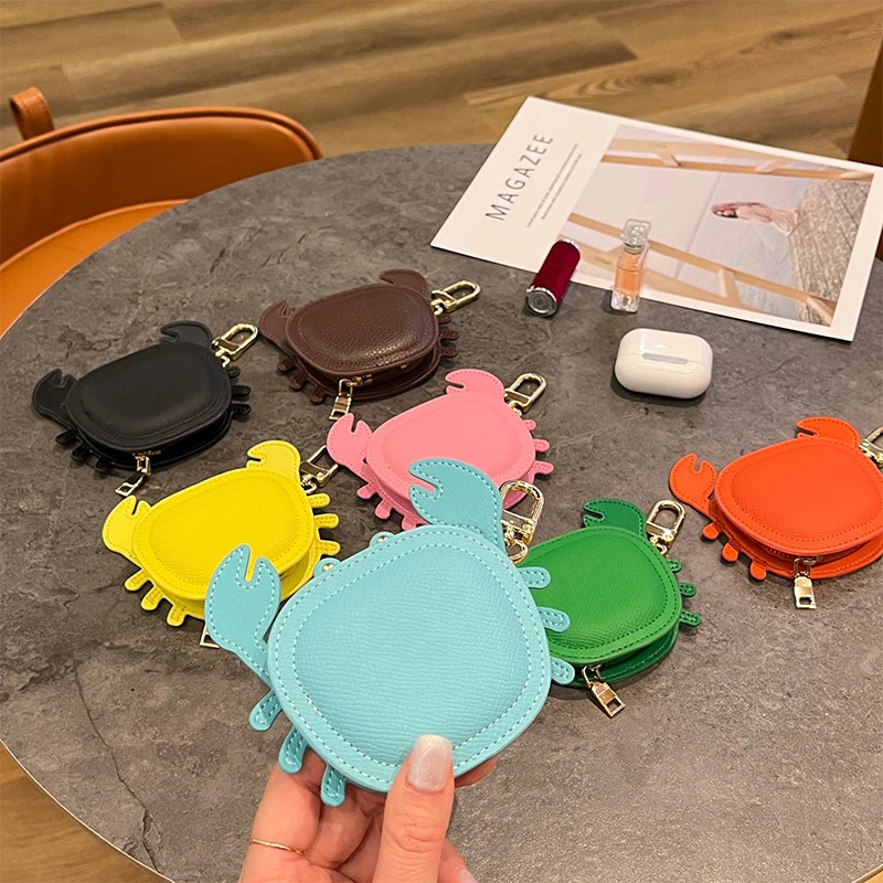 Creative Crab Gift Pendant 2025 Pu Leather Coin Wallet Lipstick Bag Pendant Cute Mini Wallet Keychain Pendant 241205