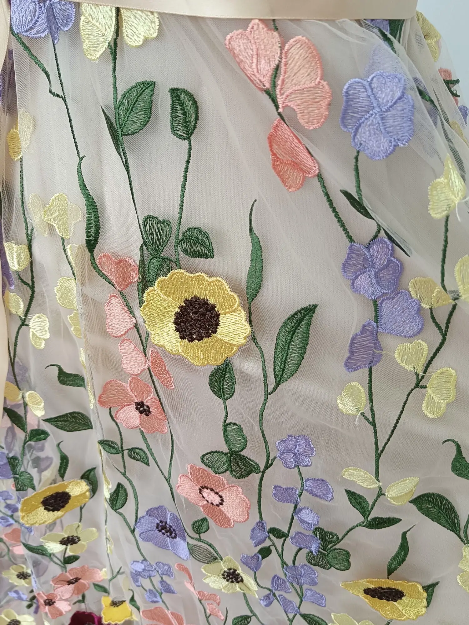 Basic Casual Dresses Summer 3D Flower Embroidery Lace Dresses Women Mesh Tulle Sexy Dress Female Vestidos Longo Evening Prom Dress Party Night