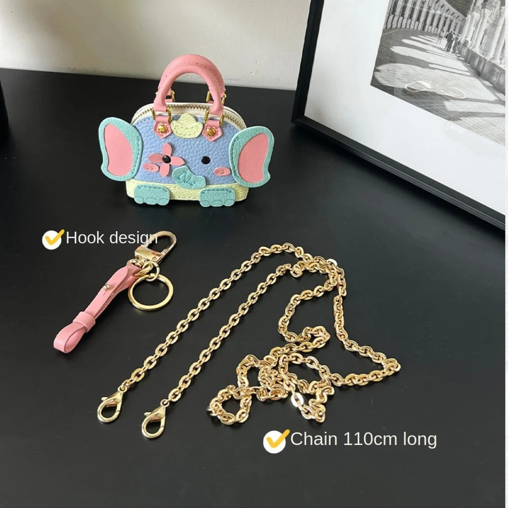 Mini Shell Leather Pendant Keychain Key Mouth Red Envelope Coin Wallet Earphone Bag Car Keychain Charm Bag Pendant 241205
