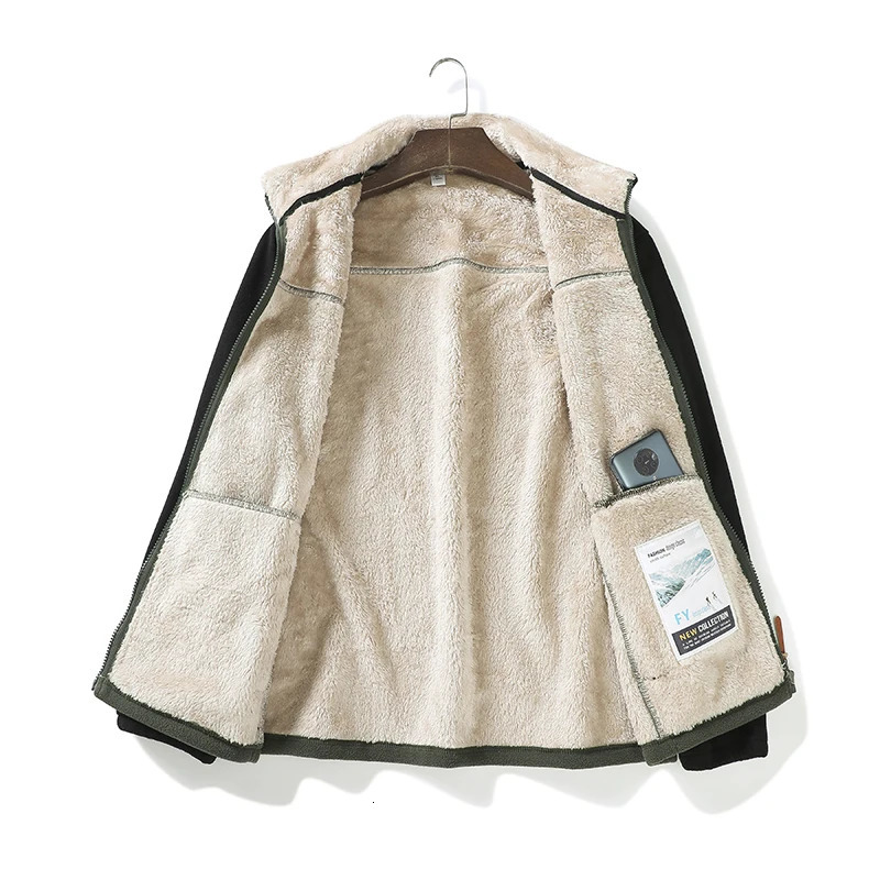 2024 Style Trend Casual Fleece Coats Men Spring Winter Sports Stand Collar Jacket Mens Cardigan Handsome Hoodie 241202