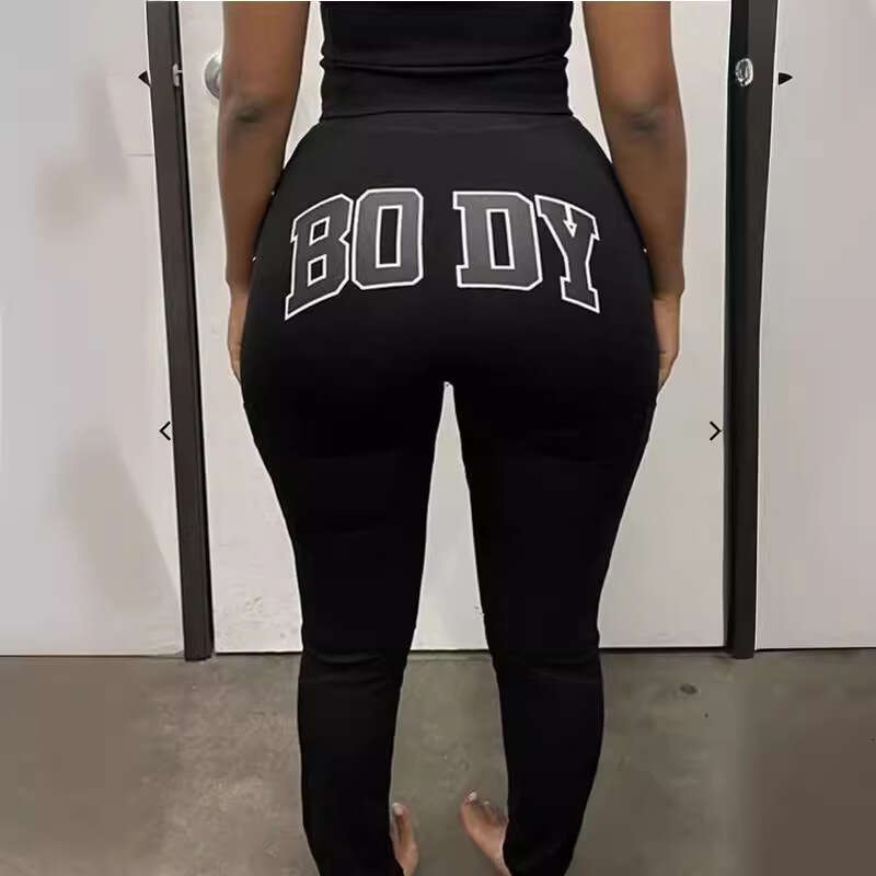 European American women's autumn and winter fashion BODY hot stamping double-sided brushed nude casual pants 2024 temperament versatile new trend