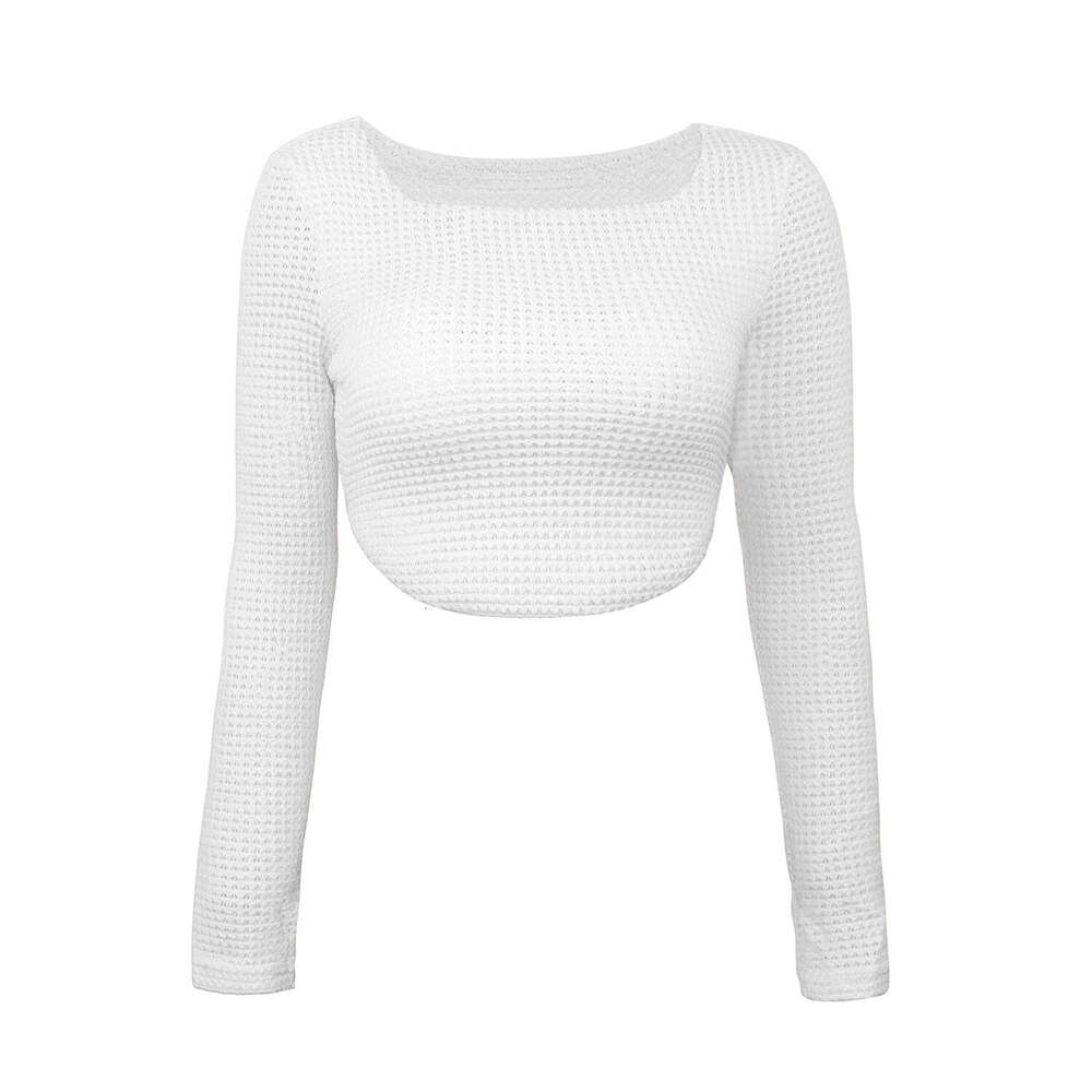 Spring/Summer European and American Women's Tight Sexy Zipper Knitted Shirt Short Wide Collar Long Sleeve T-shirt 2024 Versatile New Trendy Cloth