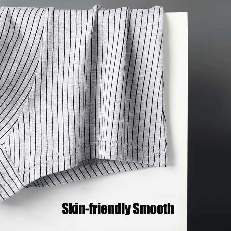 MiiOW 3/4 piece organic cotton mens underwear boxing shorts striped underwear boxing shorts antibacterial seamless underwear PLUS 5XL X241207