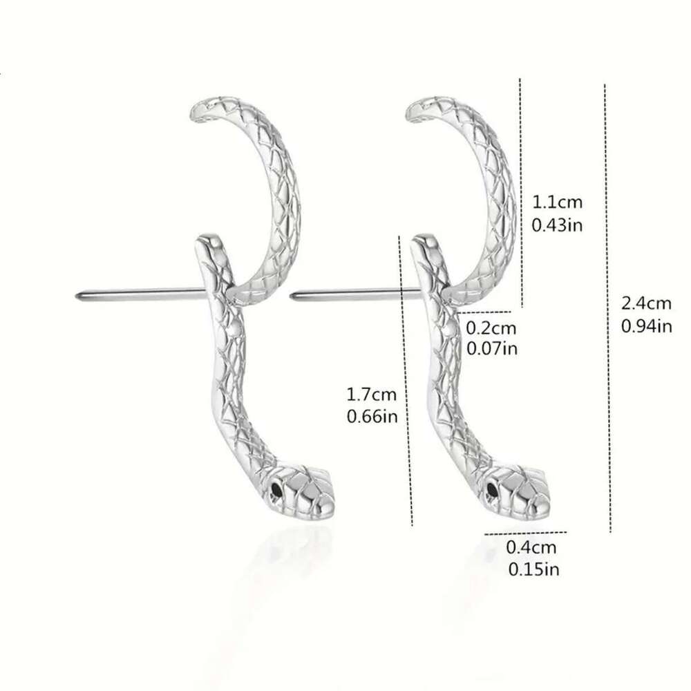 Trendy, exaggerated, simple, fashionable, snake shaped earrings, fun, niche animals, women's exquisite and earrings