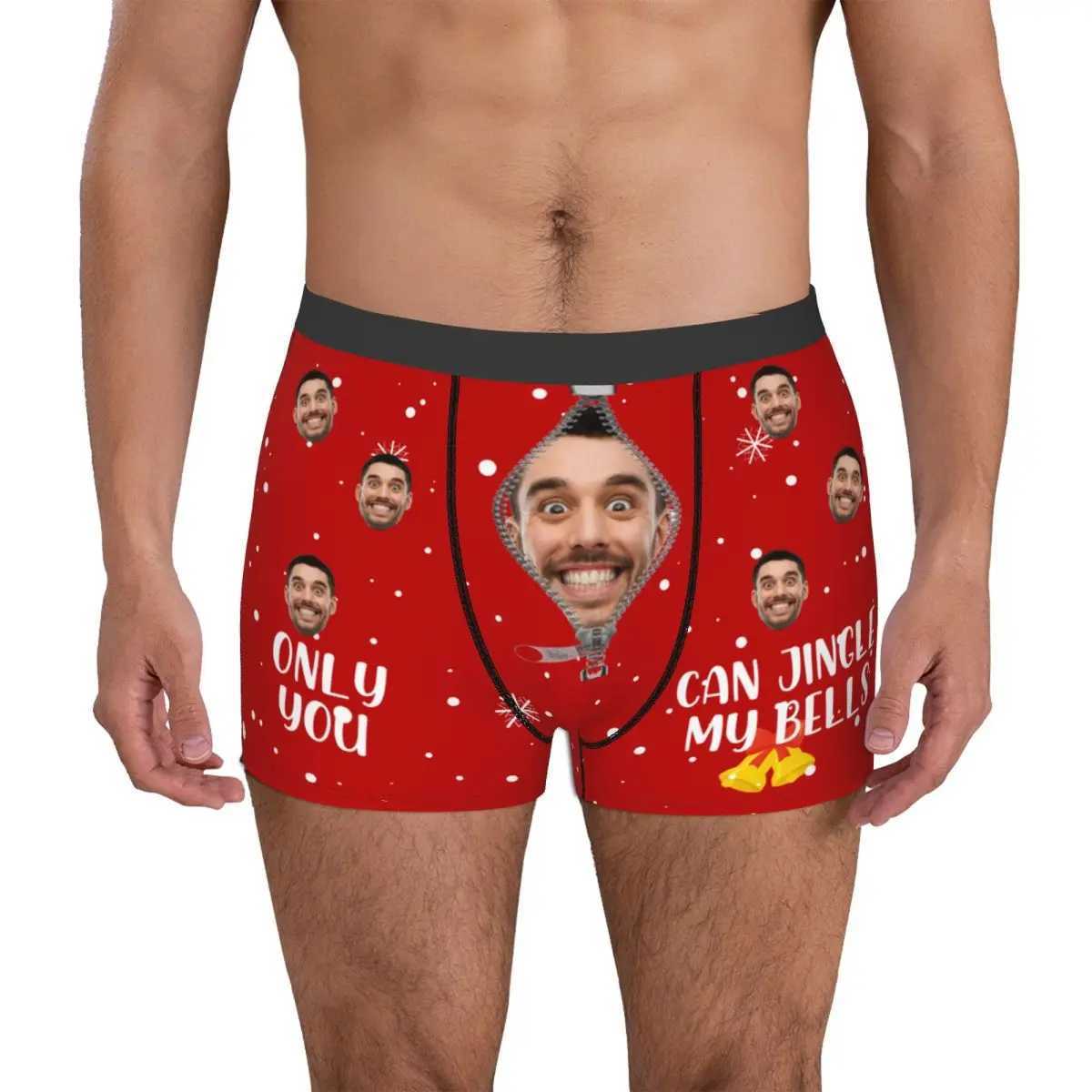 Christmas Gift Customization Facial Personalized Photo Mens Long Underwear Boxing Shorts Printed Soft Underwear X241207