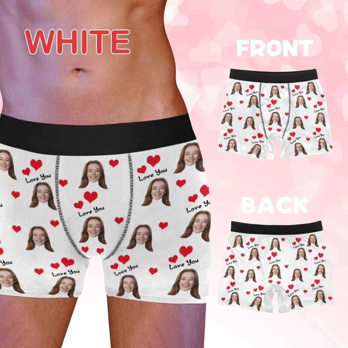 Personalized Valentines Day Gift Customized Boxer Dress with Fun Face/Photo Underwear Best Gift for Boyfriend/Husband/Wife X241207