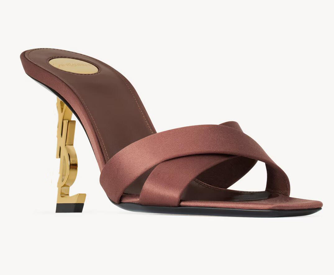 Designer de luxe Opyum Mules Chaussures Silk Crepe Femmes High Heels Sandals Pumps Open Toe 35-43 avec boîte