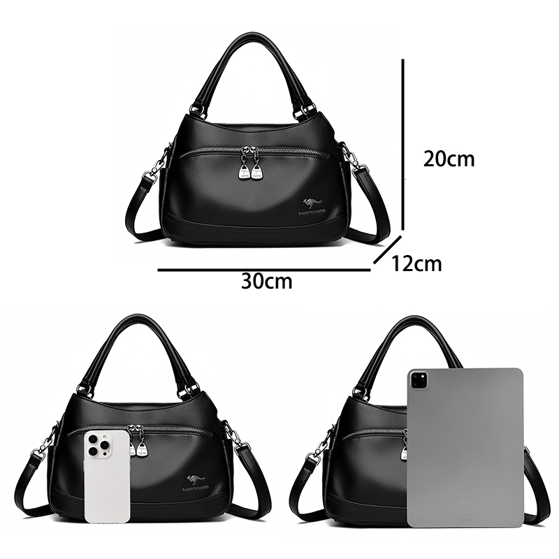 New Multi-layer Large Capacity Women's Handbag High-quality Soft Leather Women's Handbag Fashionable Retro Women's Shoulder Bag