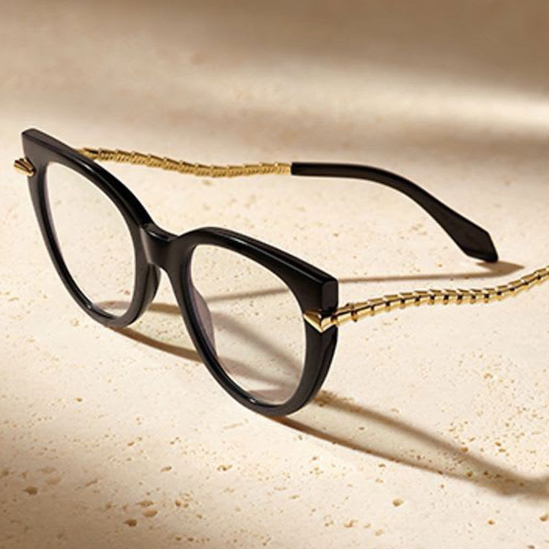 Women Serpenti Sunglasses Cat Eye Acetate Frame Formal Occasion OL Office Anti Radiation and Blue Light Reading Glasses 50001 Can be paired with prescription lenses