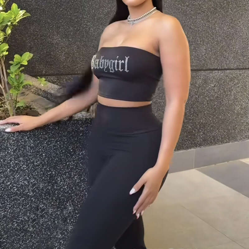 Upgraded version of sleeveless strapless slimming and hip lifting sports casual pants with naked feeg, fashionable women's set for 2024 temperame