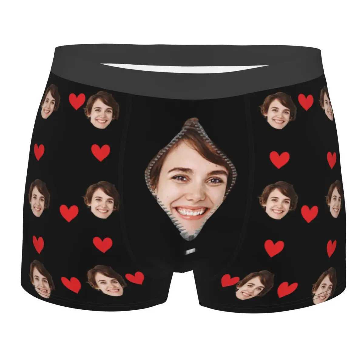 Mens customized personalized facial photos long underwear fashionable boxer underwear shorts mens underwear S-XXL X241207