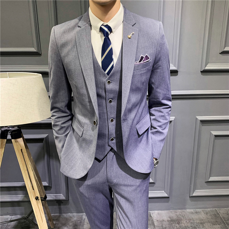 M1114 New Men's Suit Groom and Best Man Dress Set Korean Slim Fashion