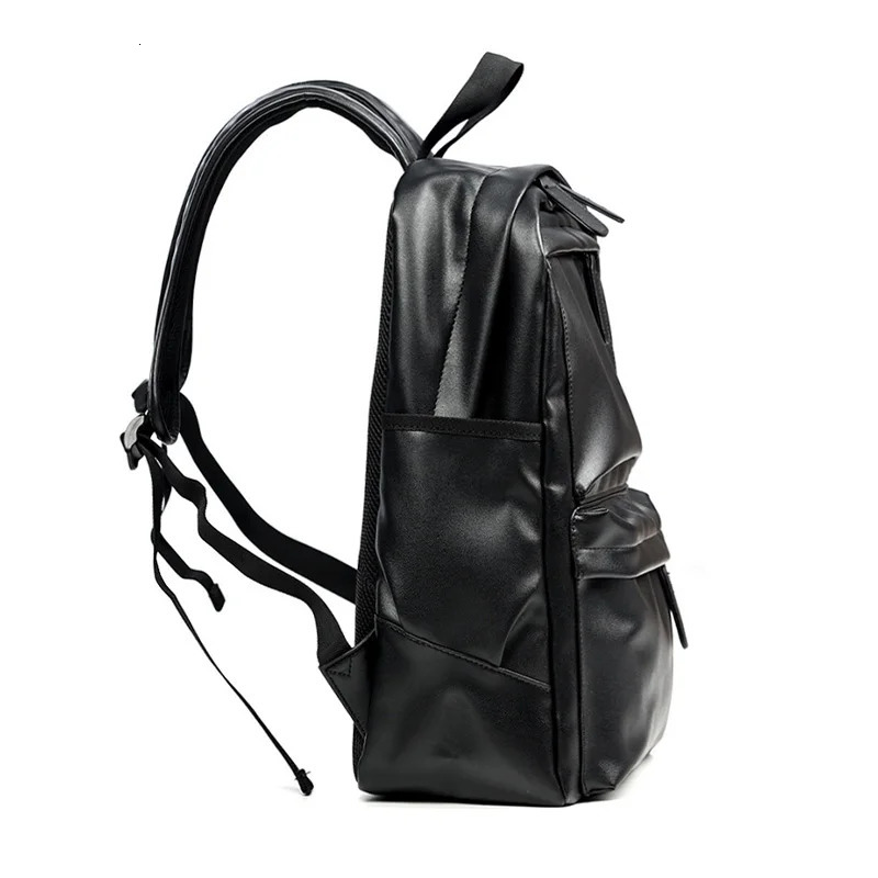 Mens backpack Pu leather fashionable waterproof travel bag casual 14 inch laptop backpack 241206