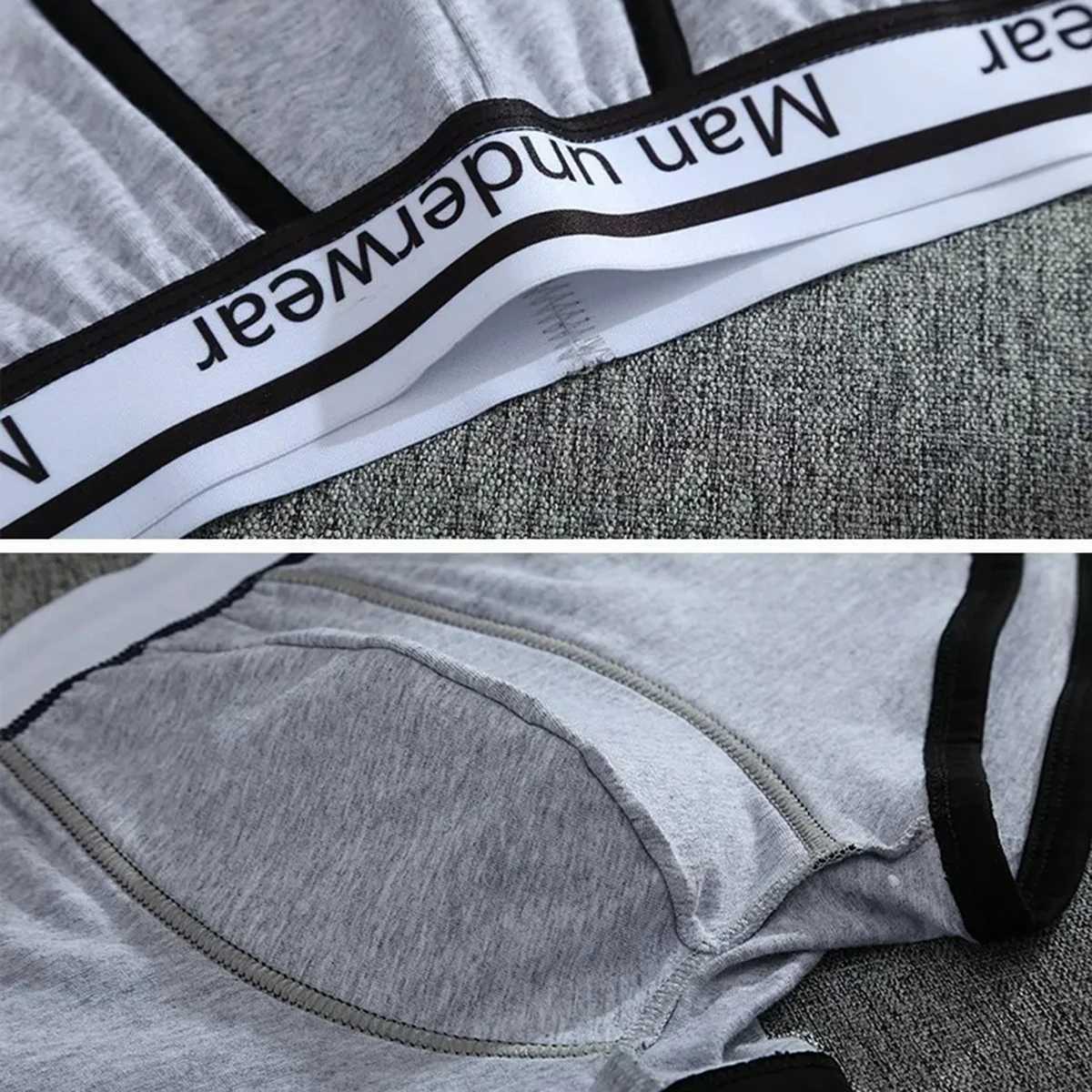 4 pieces of mens underwear cotton boxing shorts mens breathable mid waist underwear solid color boxing shorts mens fashion sexy S-XL X241207