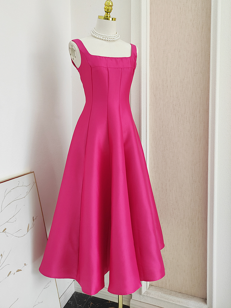 Dresses Thick Satin Spaghetti Strap Wedding Party Dress For Women Hepburn Style Slash Neck Backless Solid A-E Pleated Prom Vestido 2025