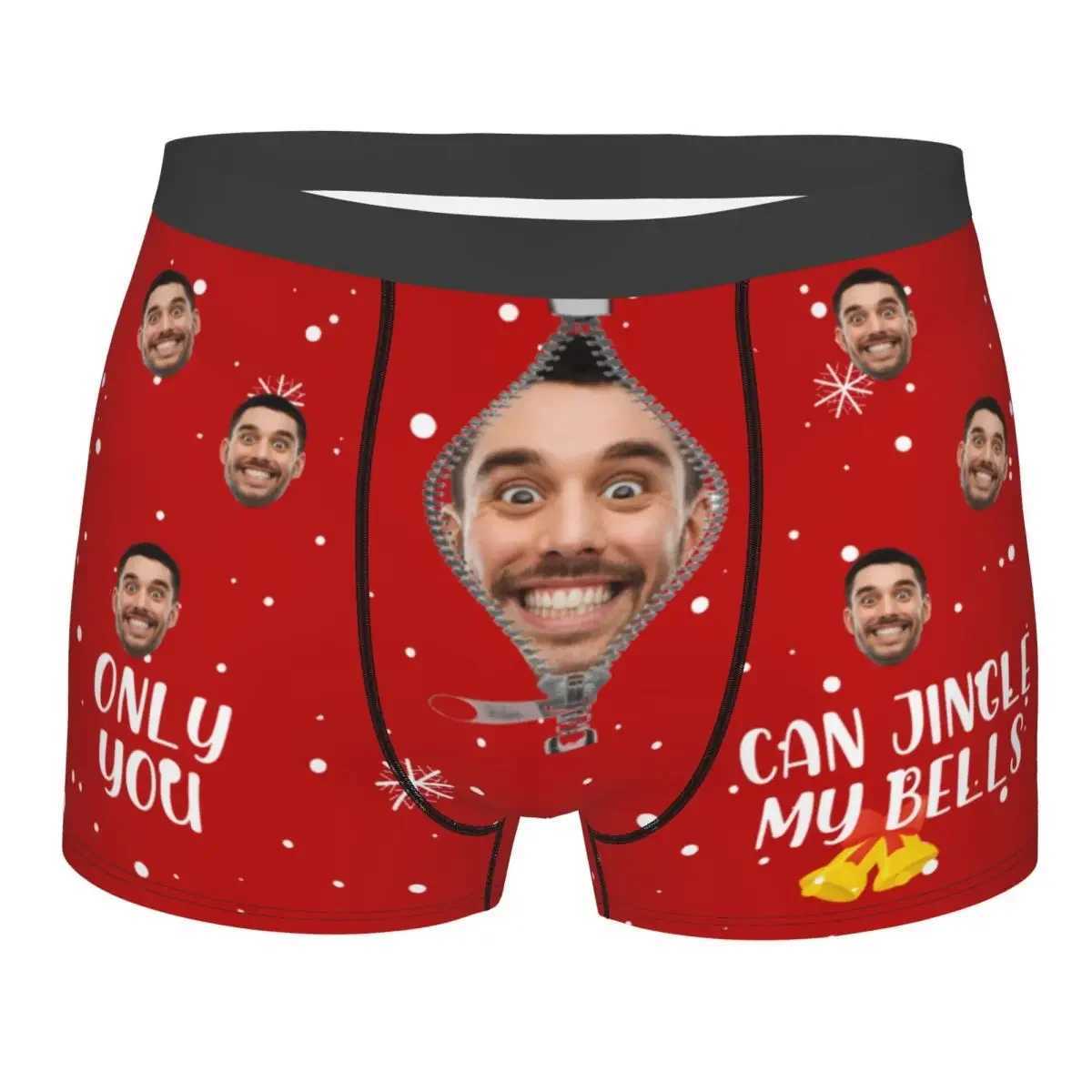 Christmas Gift Customization Facial Personalized Photo Mens Long Underwear Boxing Shorts Sexy Breathable Underwear Mens S-XXL X241207