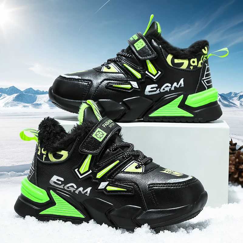 Childrens sports shoes autumn and winter childrens cotton shoes outdoor walking and travel warm shoes school football shoes X241209