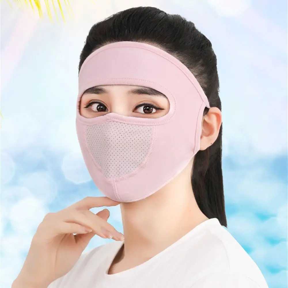 3pcsSummer Sunscreen Ice Silk Mask Sun UV Protection Face Cover Outdoor Cycling Thin Full Face Mask Breathable Forehead ProtectorXJ241209