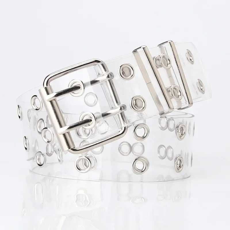 Fashionable PVC transparent tape punk style double perforated tape suitable for casual street chain straps jeans waistband X2412091