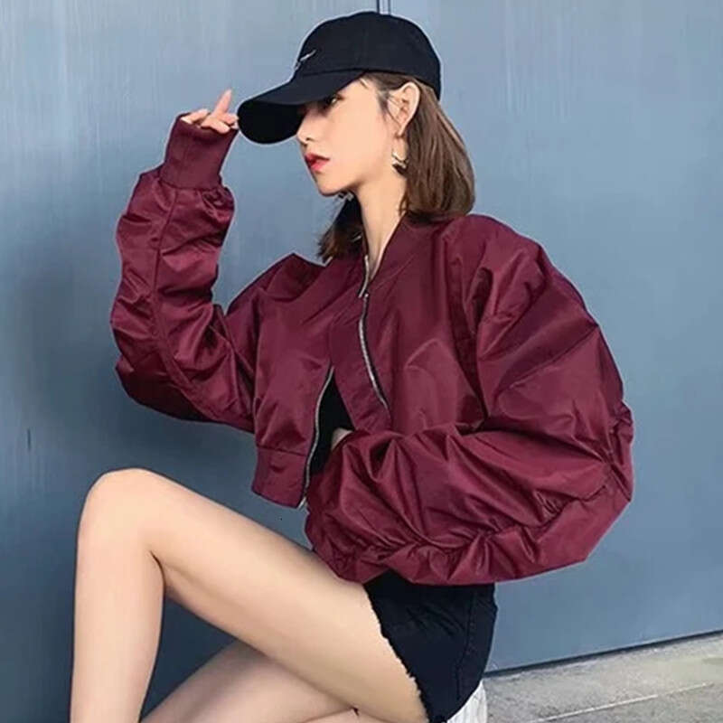 Early Autumn Solid Color Handsome Stand up Collar Short Zipper Pilot Women's Baseball Jacket, Top Trendy 2024 New Style, Unique and Elegant Cloth