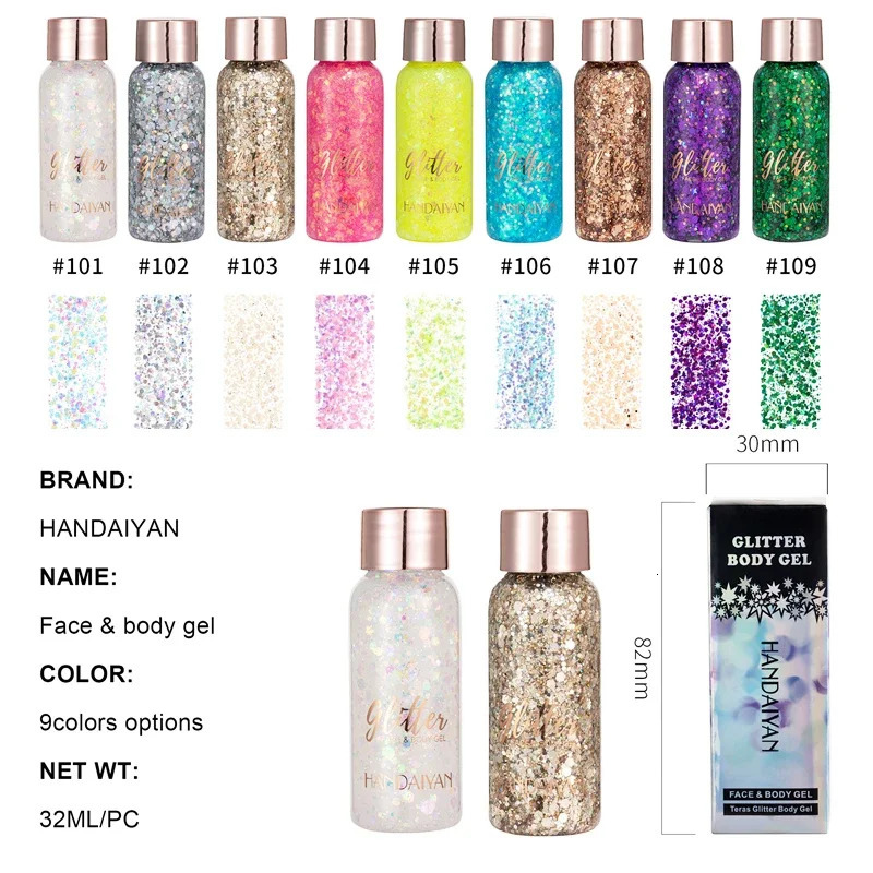 With Smear Spoon Multifunctional Eye Glitter Nail Hair Body Face Glitter Gel Art Flash Loose Sequins Cream Festival Glitter Deco 241209
