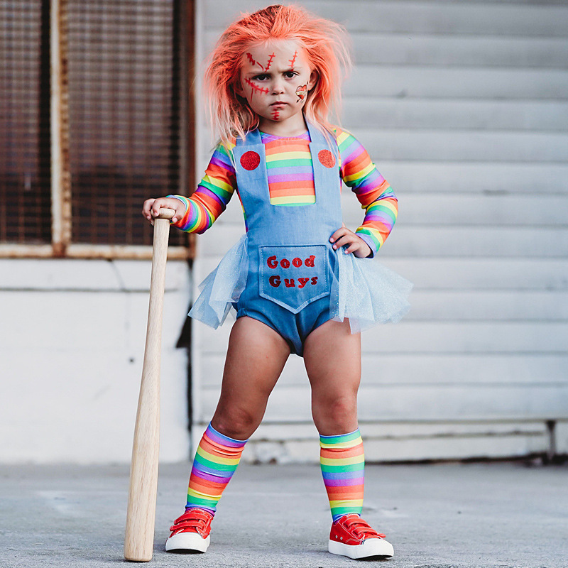 Clothing Sets Baby Girl Boy Halloween Clothes Set RomperLong Sleeve Shirt 2PCS Child Chucky Doll Evil Bodysuit Costume 27Y 230203