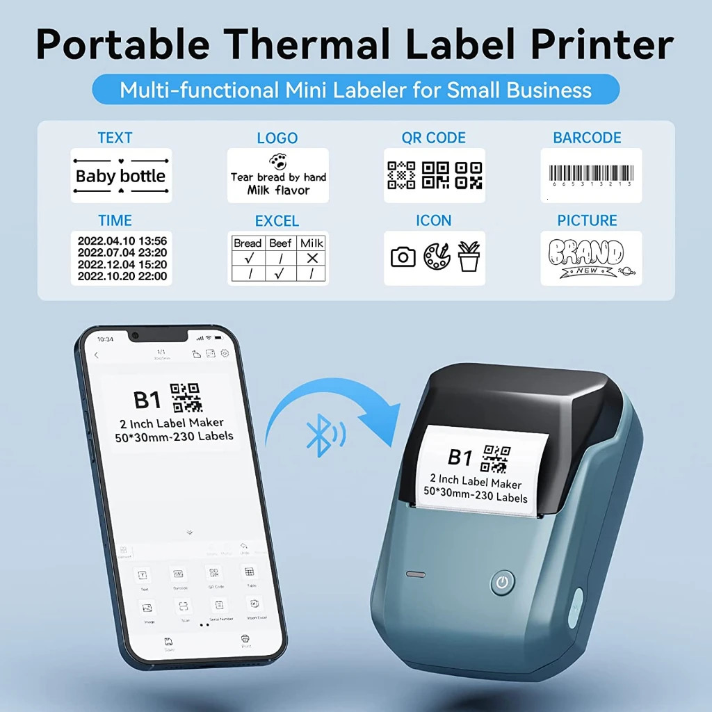 NIIMBOT B1 label manufacturer portable handheld thermal printer mini barcode QR code sticker 20-50mm paper roll manufacturer cable label 241206
