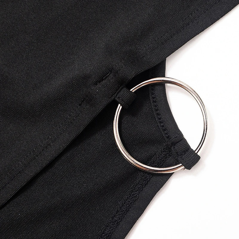 Y2K Girls Fashion Sexy Black Sleeveless Halter Womens Dresses Club Party Backless Metal Buckle Night Dress Women Sleepwear 241209