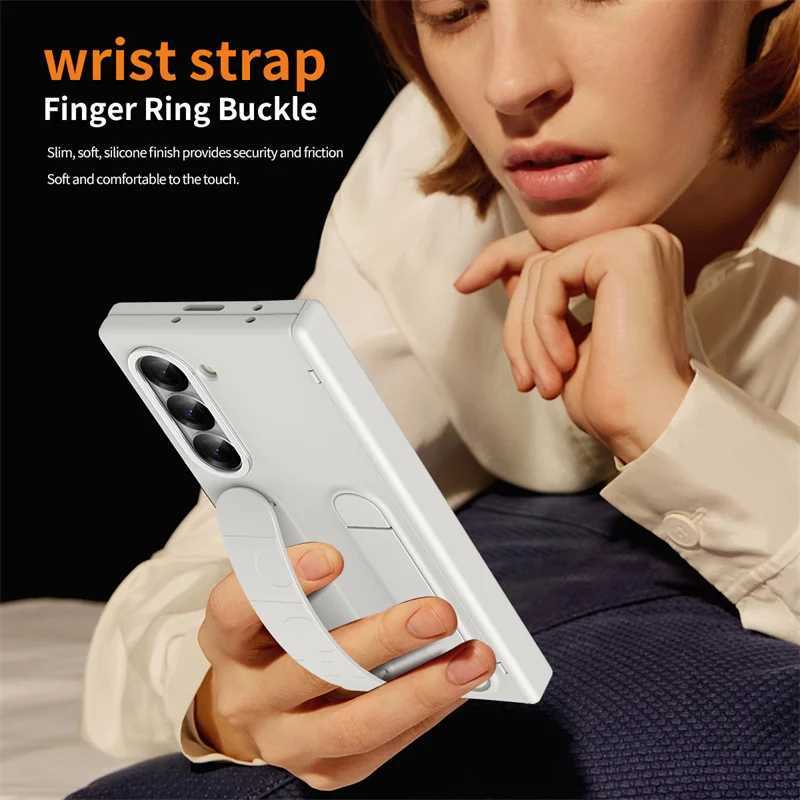Hot Sale Wristband holder hinge phone case for Galaxy Z Fold 6 5 4 3 with pen slot and S pen screen protector cover T241209