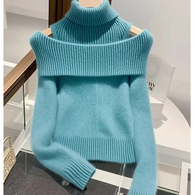 Autumn and Winter Fashionable Turtle Neck Sweater Womens Clothing Retro Simple Wool Knitted Top Elastic Ultra Thin Warm Tensile Strength 241205