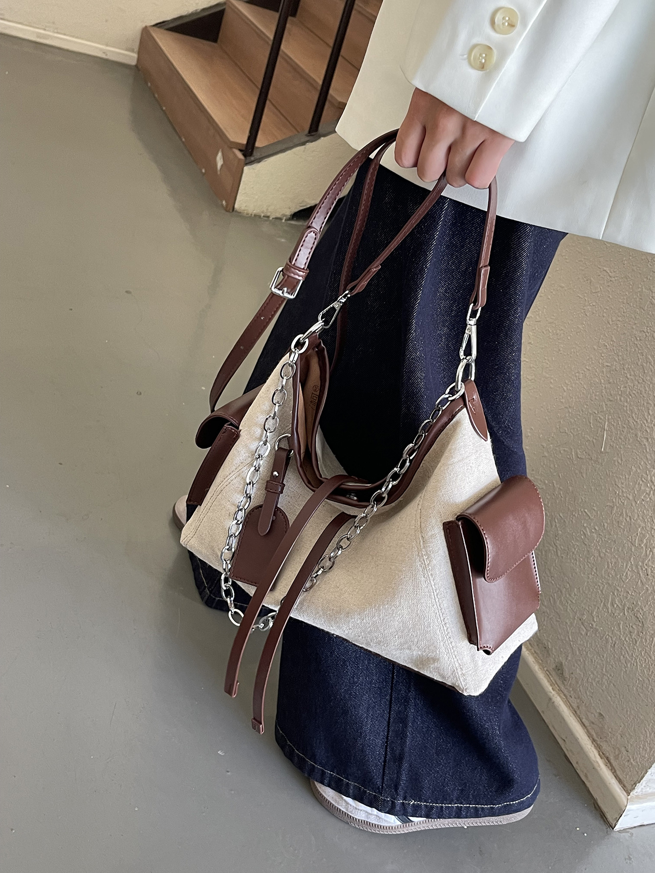 Designer Free Shipping Bag Shoulder Bags Canvas Splicing Large Capacity Tote Underarm Bag Fashion