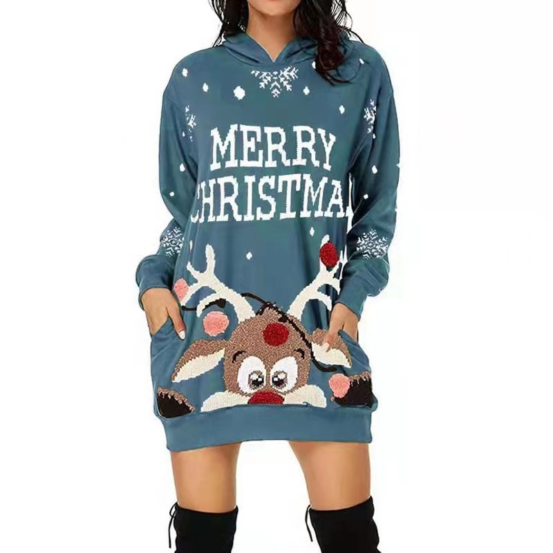Women Dress Funny Actor Nicolas Cage 3D Print Loose Daughter Dresses Long Sleeve Casual Streetwear Christmas Pocket Dress W220616