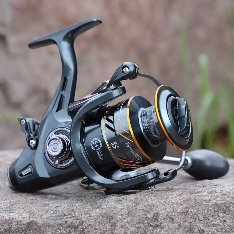 Sougayilang 5+1BB Fishing Reel 4000/6000 Series with Free Spool Spinning Reel 10KG Caon Fiber Drag Power Carp Fishing TacksXJ241209