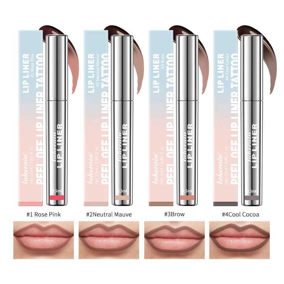 4 Colors Lip Liner Peel Off Tattoo Lipgloss Waterproof Long Lasting Matte Lip Tint Brown Contour Tear-off Lips Stain CosmeticXJ241209