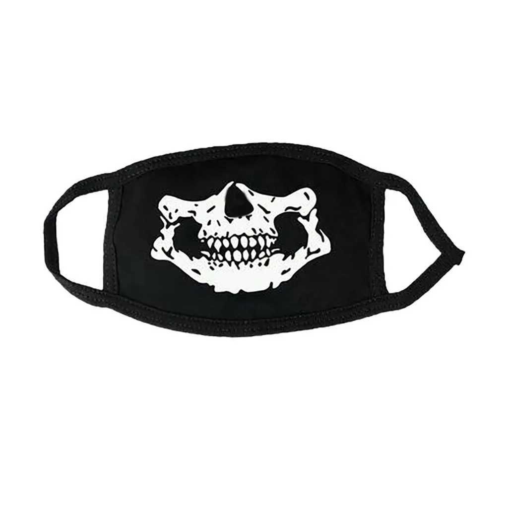 3pcs1pc Unisex Skull Print Lovely Face Mask Reusable Black Cotton Adulte Cosplay Men Women Cartoon Expression Teeth Muffle ChanyeolXJ241209
