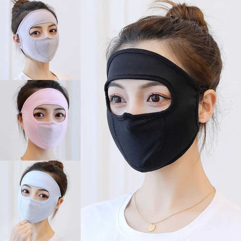 3pcsWomen Men Sunscreen Mask Outdoor Sports Cycling Breathable Washable Reusable Double Layer Ice Silk Masks Anti-UV Sun Face CoverXJ241209
