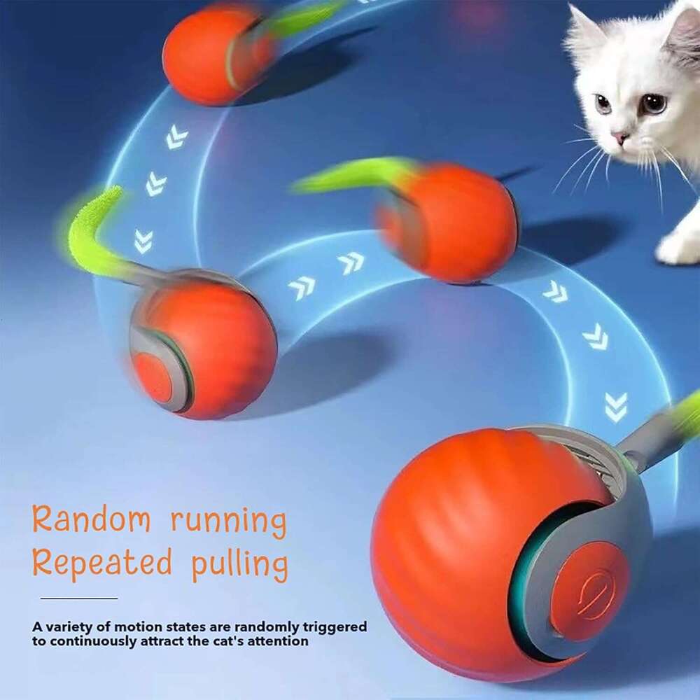 2.0, Speedy Toy, Interactive for Indoor Cats, Automatic Moving Toy USB Rechargeable Smart Cat Toys Ball, Two Speed Adjustment, with Replacement Tail (