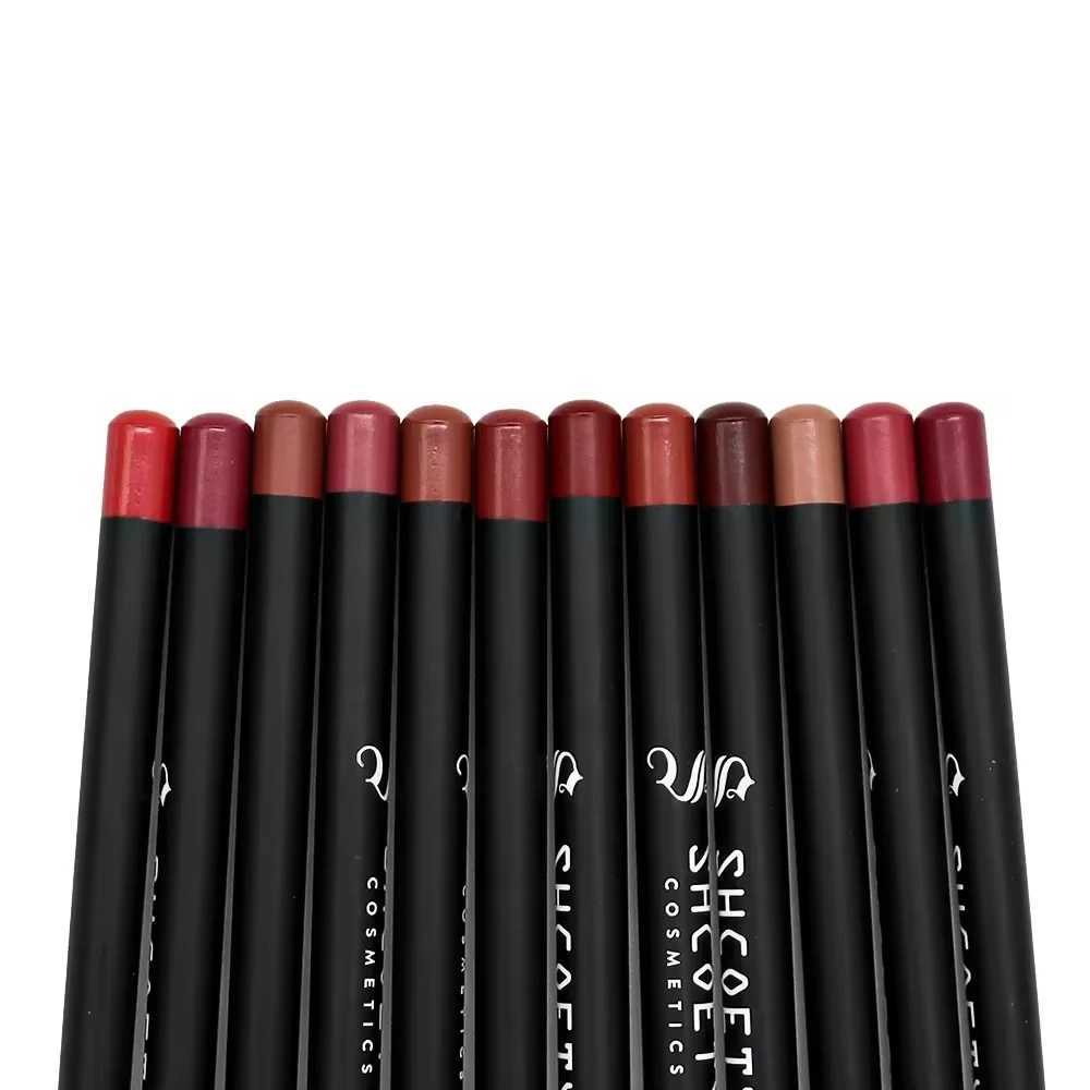 12pcs Nude Lip Liner Set Long Lasting Color Waterproof Lip Liner Sexy Lip Plumpers Brown Lip LinerXJ241209